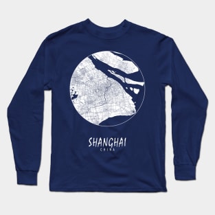 Shanghai, China City Map - Full Moon Long Sleeve T-Shirt